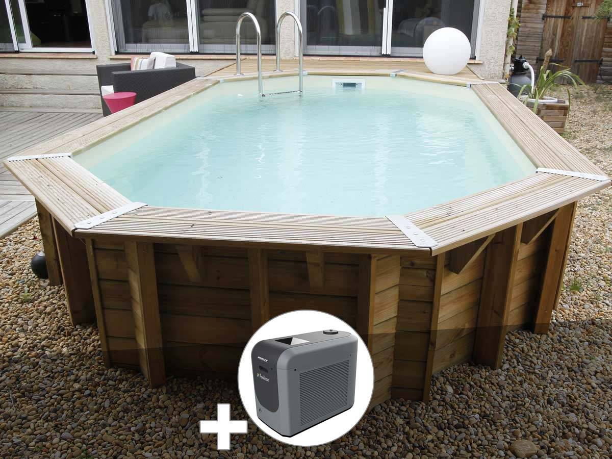 Ubbink - Kit piscine bois Ubbink Océa 5,50 x 3,55 x 1,20 m - Liner bleu + Poolican