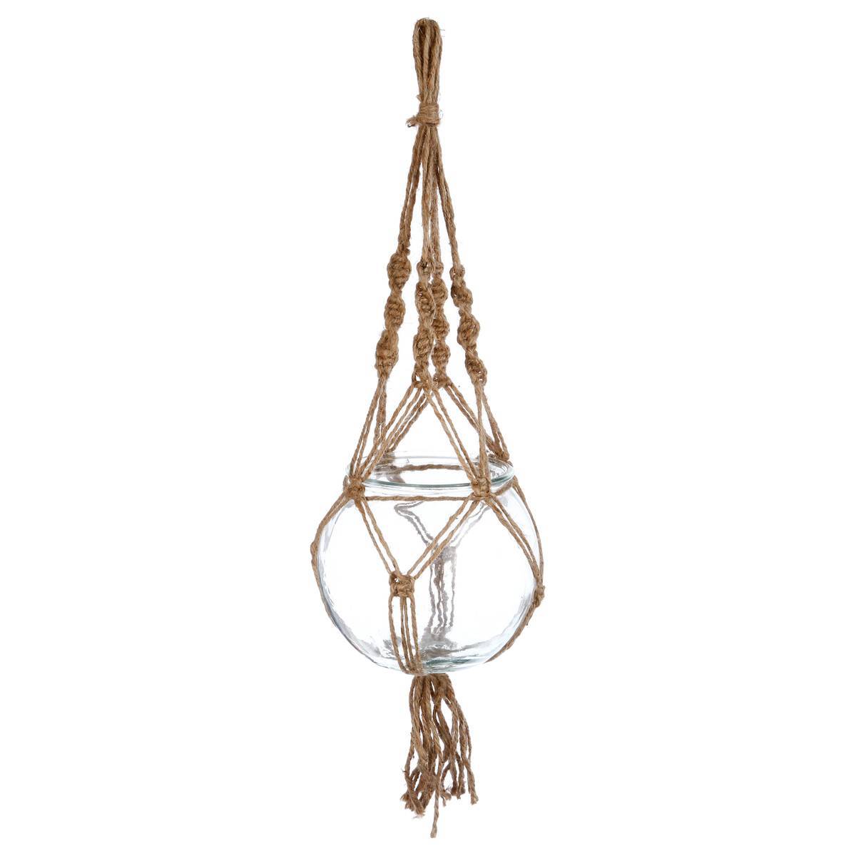 Atmosphera - Cache pot suspendu verre et corde H16cm - Atmosphera Créateur d'intérieur