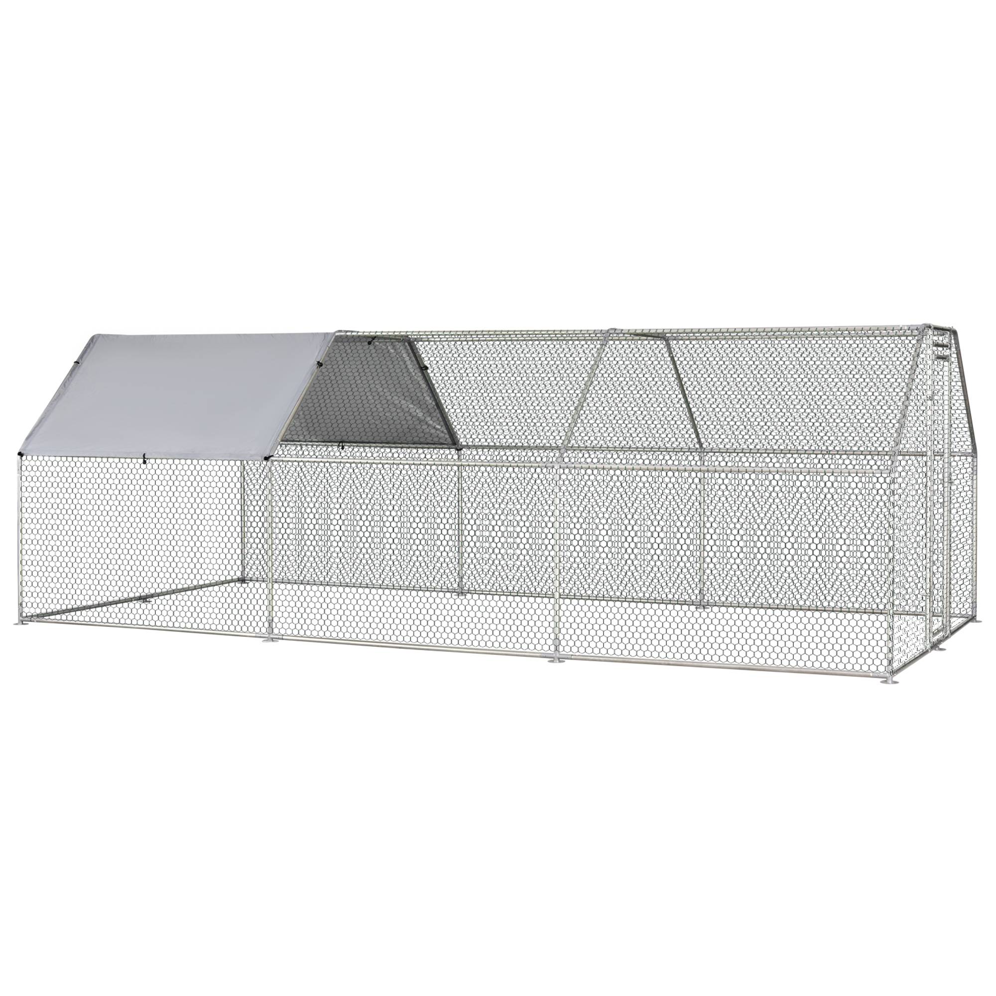 Poulailler étanche en métal galvanisé, enclos avec porte et bâche Oxford, 280 x 570 x 195 cm - Image 2