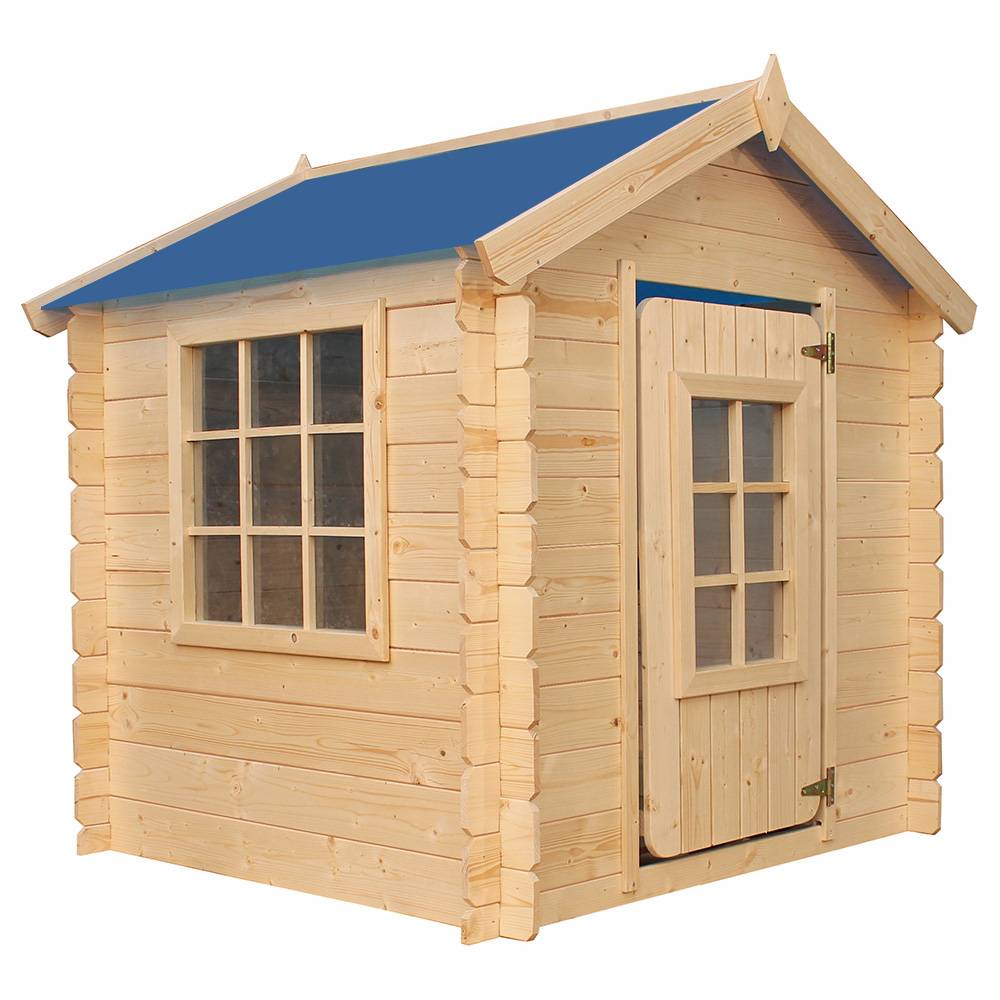 Timbela - Maison en bois pour enfants 111x114xH121 cm / 0.9 m² avec Toit bleu - Maison jardin enfant exterieur bois - 13 mm d’épaisseur - Timbela M570M-1 - Image 2