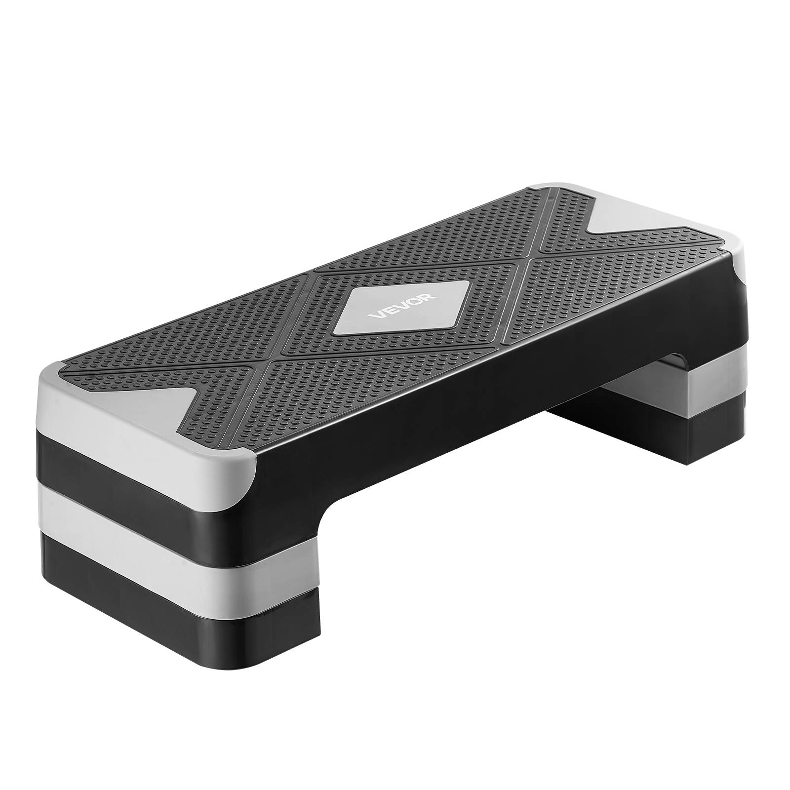 Vevor - VEVOR Stepper aérobic 71 cm, step de fitness réglable 10–20 cm, plateforme antidérapante avec 4 rehausseurs, gris