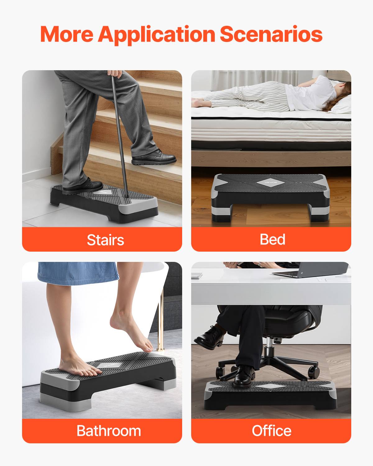 Vevor - VEVOR Stepper aérobic 71 cm, step de fitness réglable 10–20 cm, plateforme antidérapante avec 4 rehausseurs, gris - Image 6