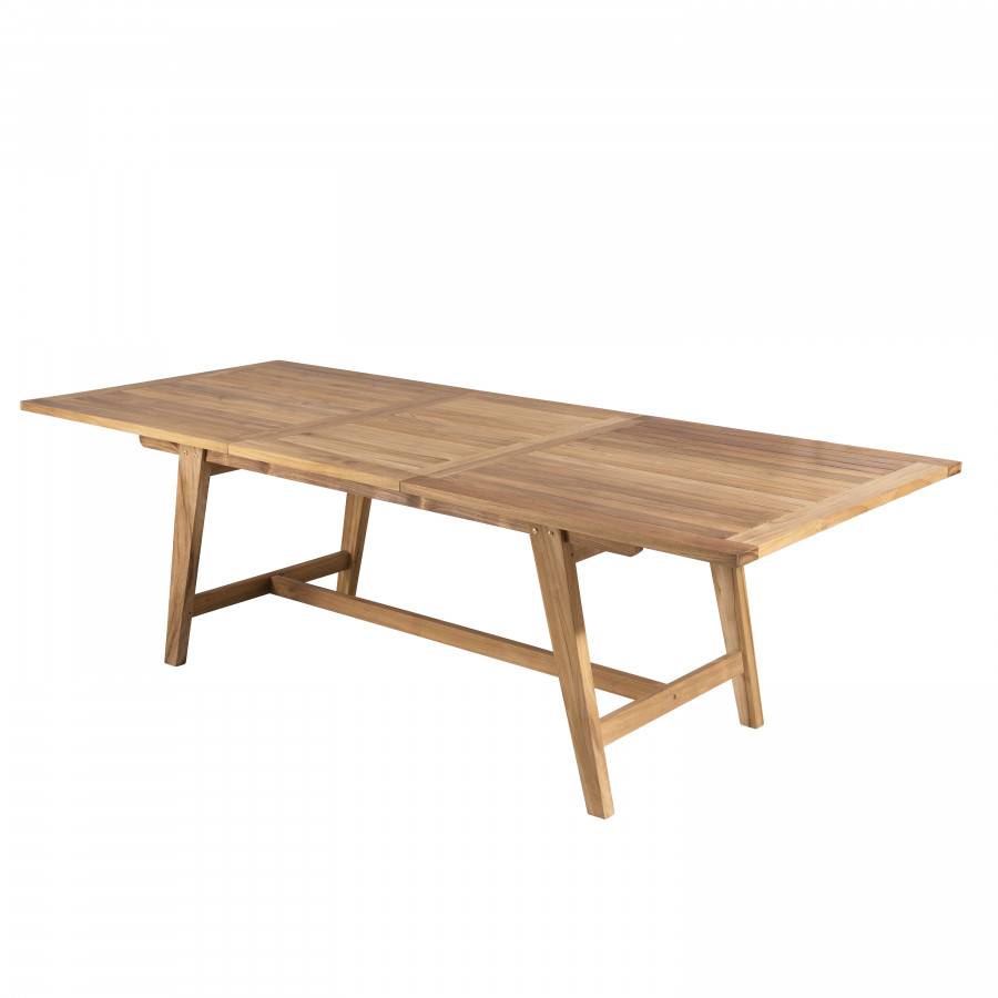 Macabane - HARRIS - SALON DE JARDIN EN BOIS TECK 8/10 pers. 1 Table rect. extensible 180/240*100 cm 6 fauteuils empilables textilène taupe - Imagen 5
