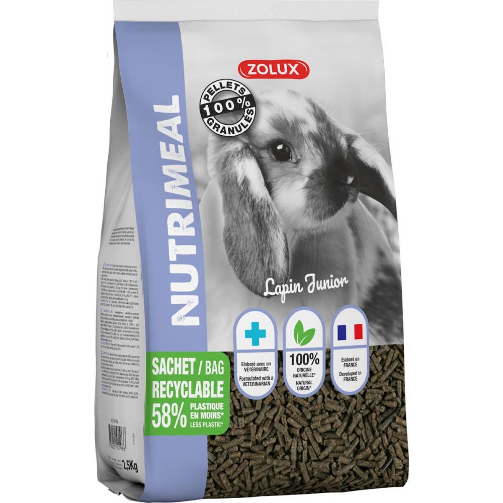Zolux - zolux - Pellets Granulés lapin nain junior ( moins de 6mois) nutrimeal 2,5Kg - Imagen 1