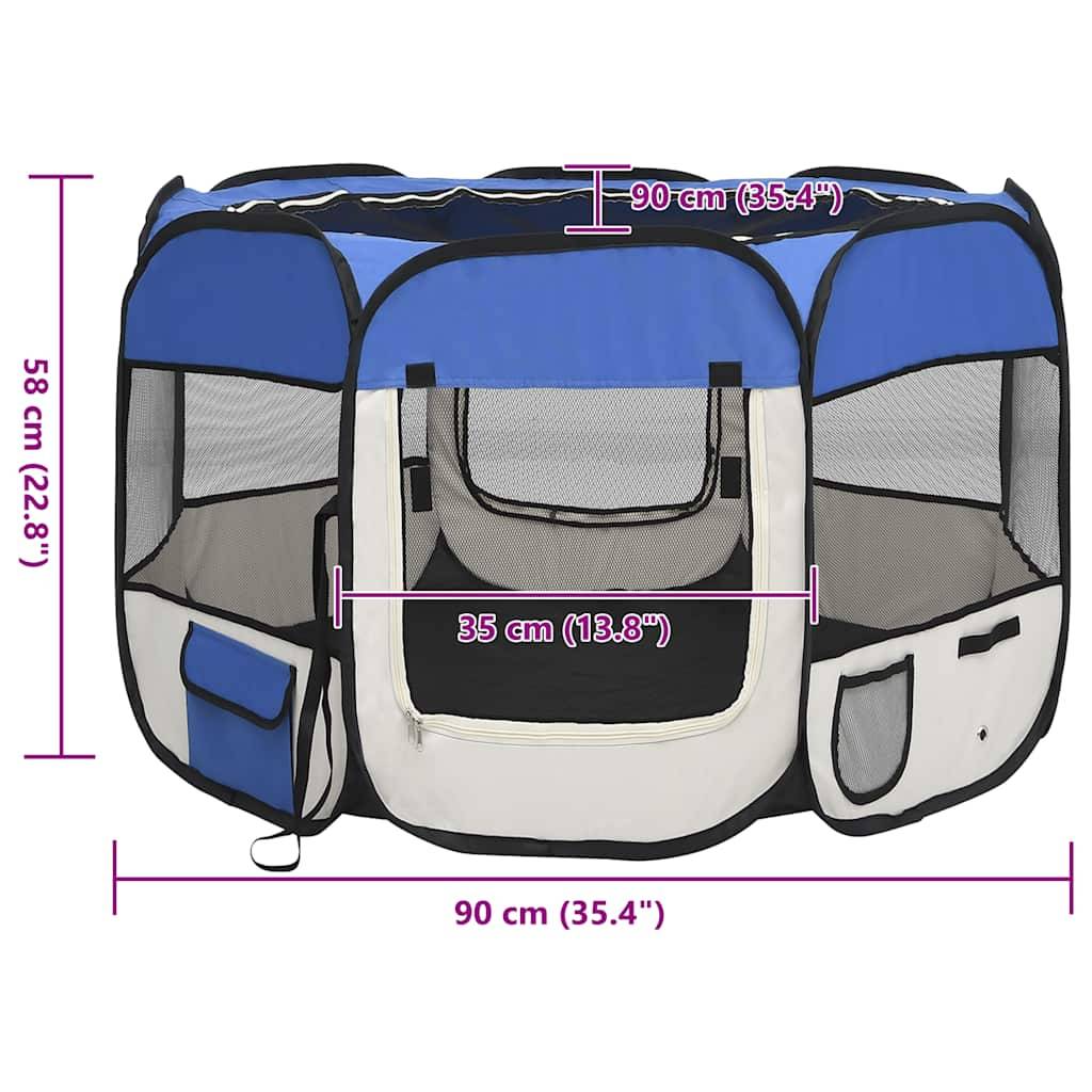 Vidaxl - Parc pour chiens pliable avec sac de transport Bleu 90x90x58 cm vidaXL 171013 - Imagen 3
