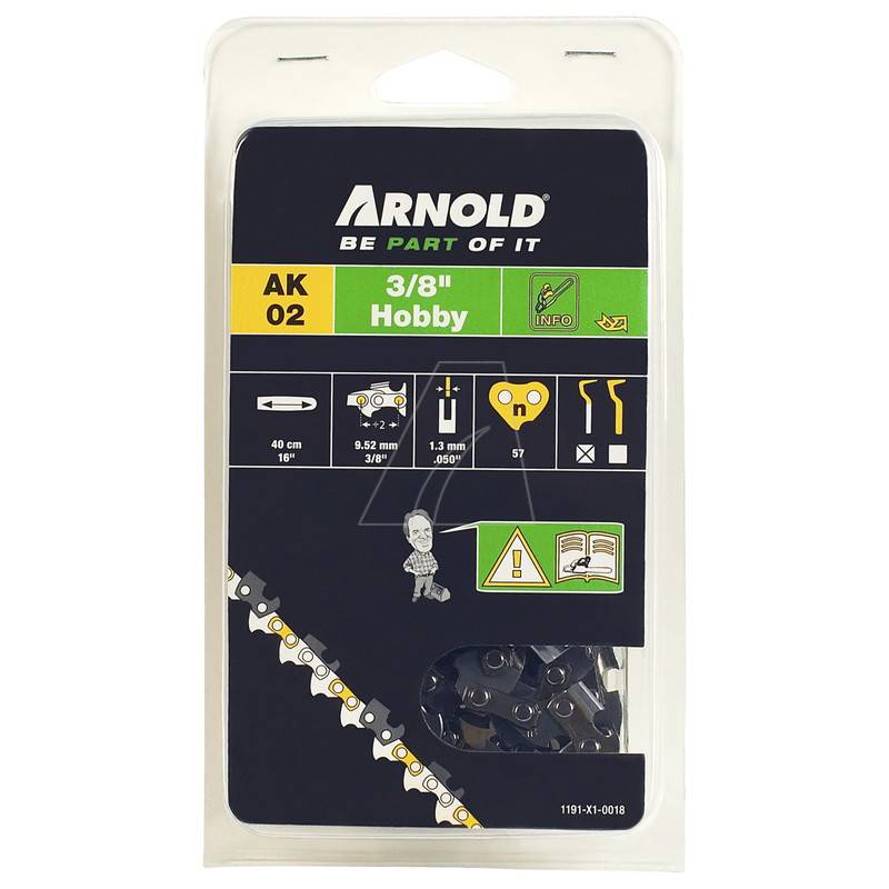 Arnold - Chaîne de tronçonneuse 3/8", 1,3 mm - 57 maillons d’entraineurs - gouges demi-rondes Arnold