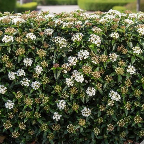 Viorne, Laurier Tin, Viburnum à fleurs Blanche - feuillage Persistant - Pot de 1,5L - 10/20 cm- hauteur à maturité De 1,50 m à 2,00 m - Image 7