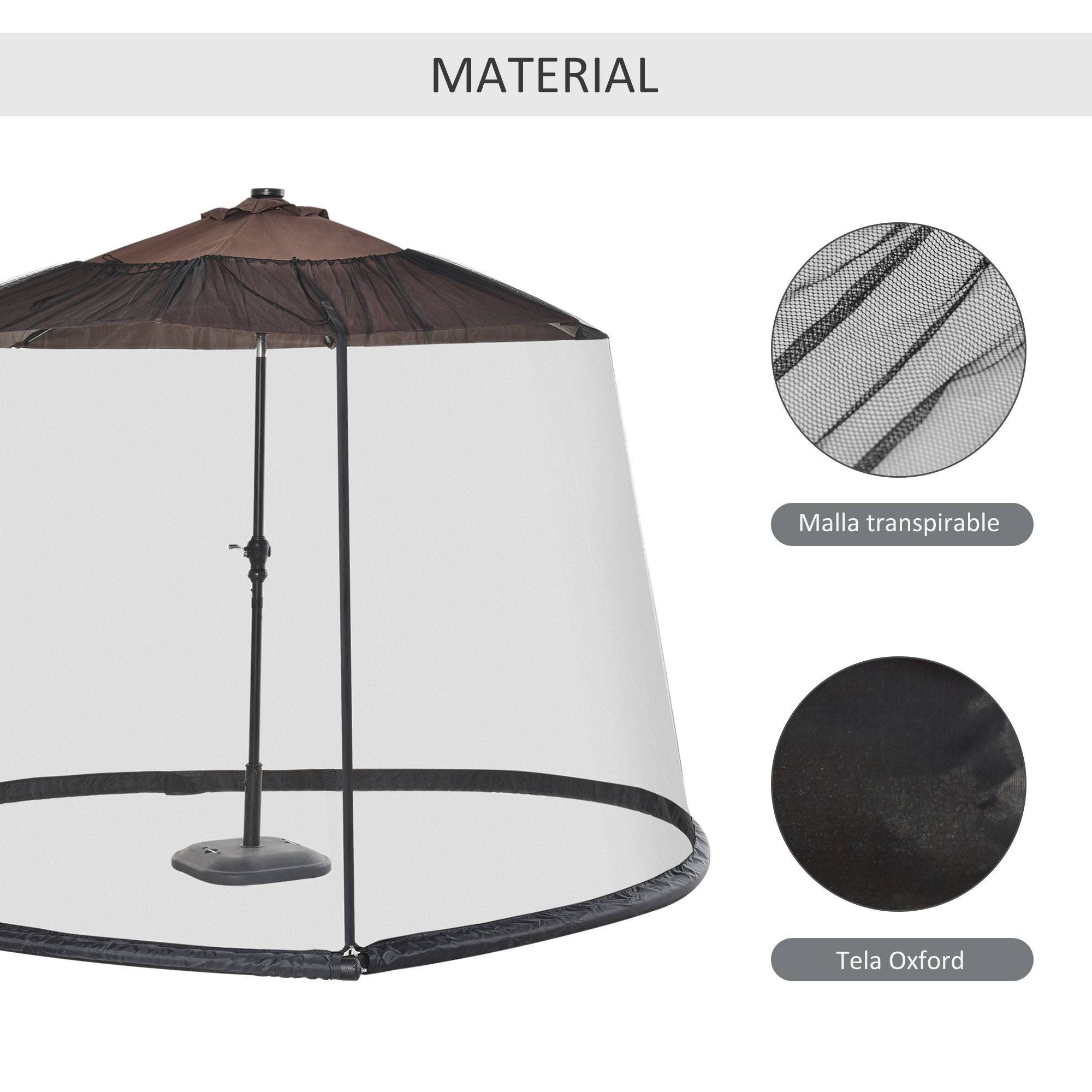 Moustiquaire parasol Ø3 m, fermeture eclaire, tube remplissable eau, terrasse balcon exterieur, noir - Image 8