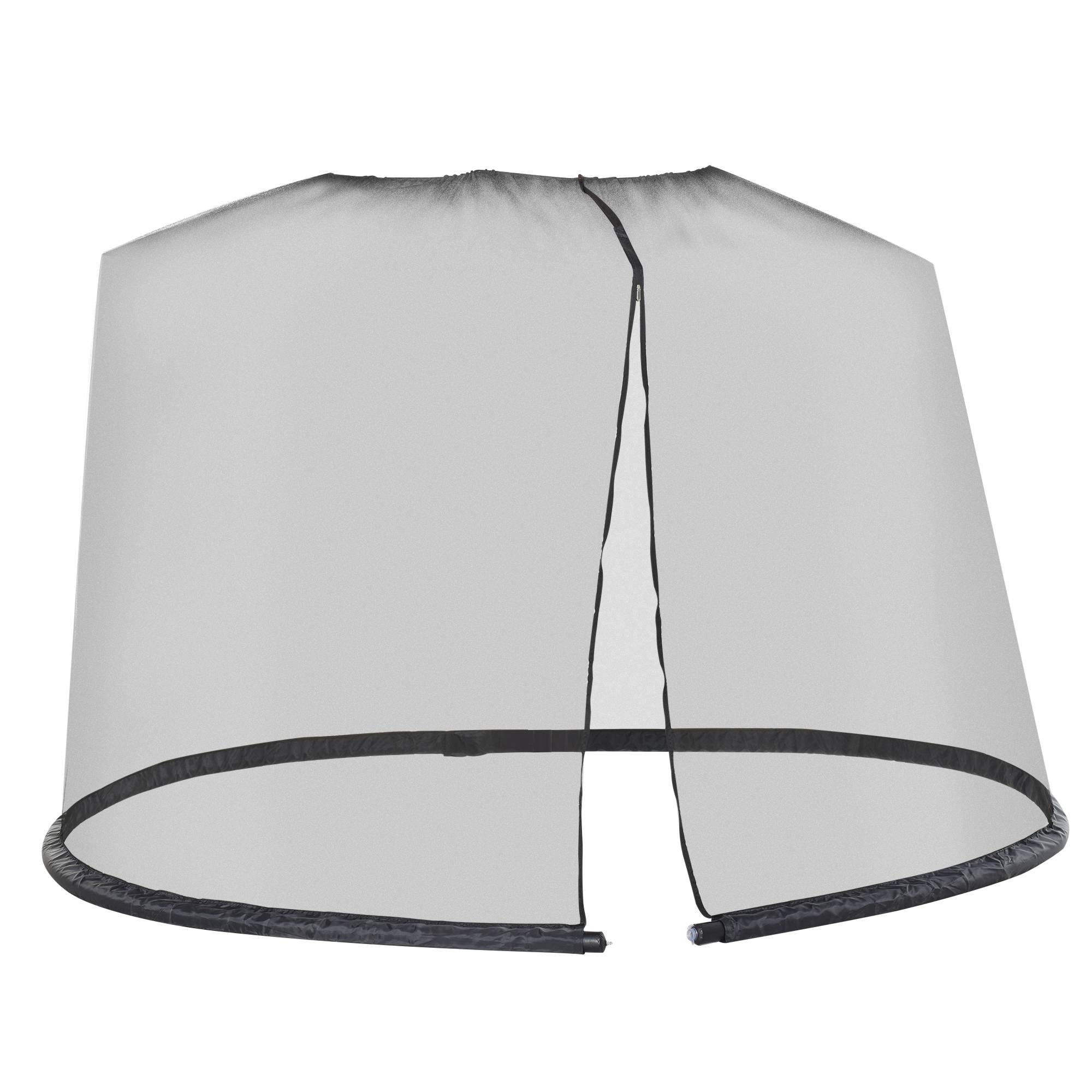 Moustiquaire parasol Ø3 m, fermeture eclaire, tube remplissable eau, terrasse balcon exterieur, noir - Image 2