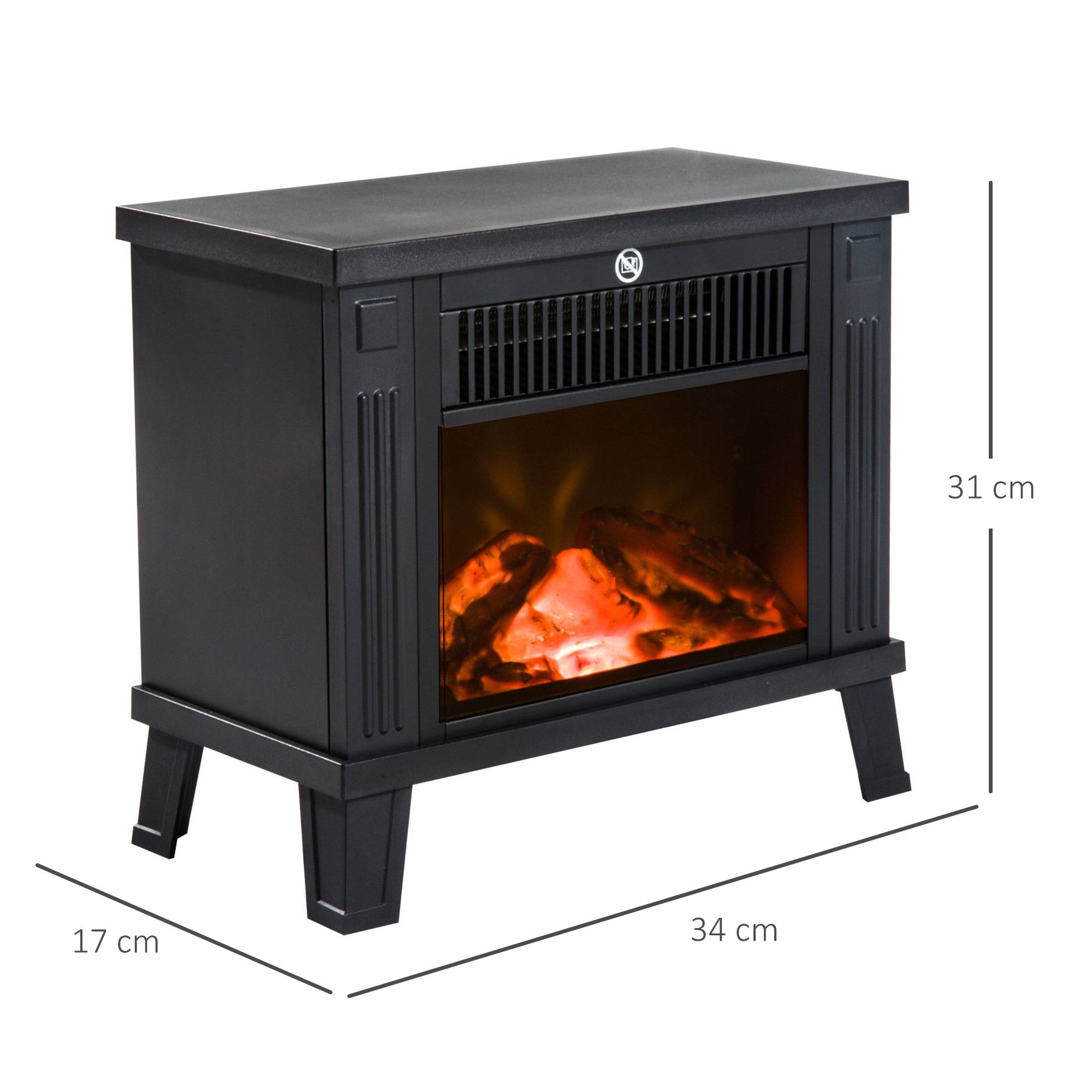 Cheminée décorative avec effet flamme et protection contre la surchauffe pour pièces de 13 à 18 m², 34 x 17 x 31 cm, noire - Image 4
