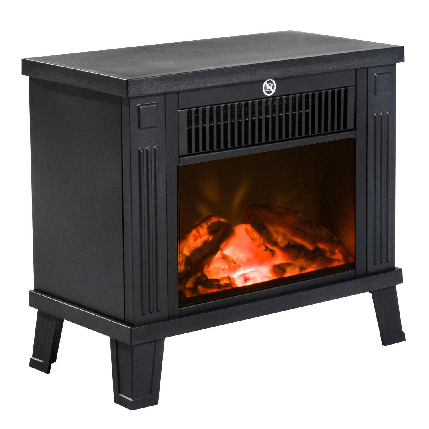 Cheminée décorative avec effet flamme et protection contre la surchauffe pour pièces de 13 à 18 m², 34 x 17 x 31 cm, noire - Image 1