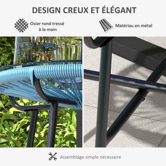 Table basse de jardin résine tressée et verre trempé 50 x 50 x 50 cm - PANGIVO - Image 7