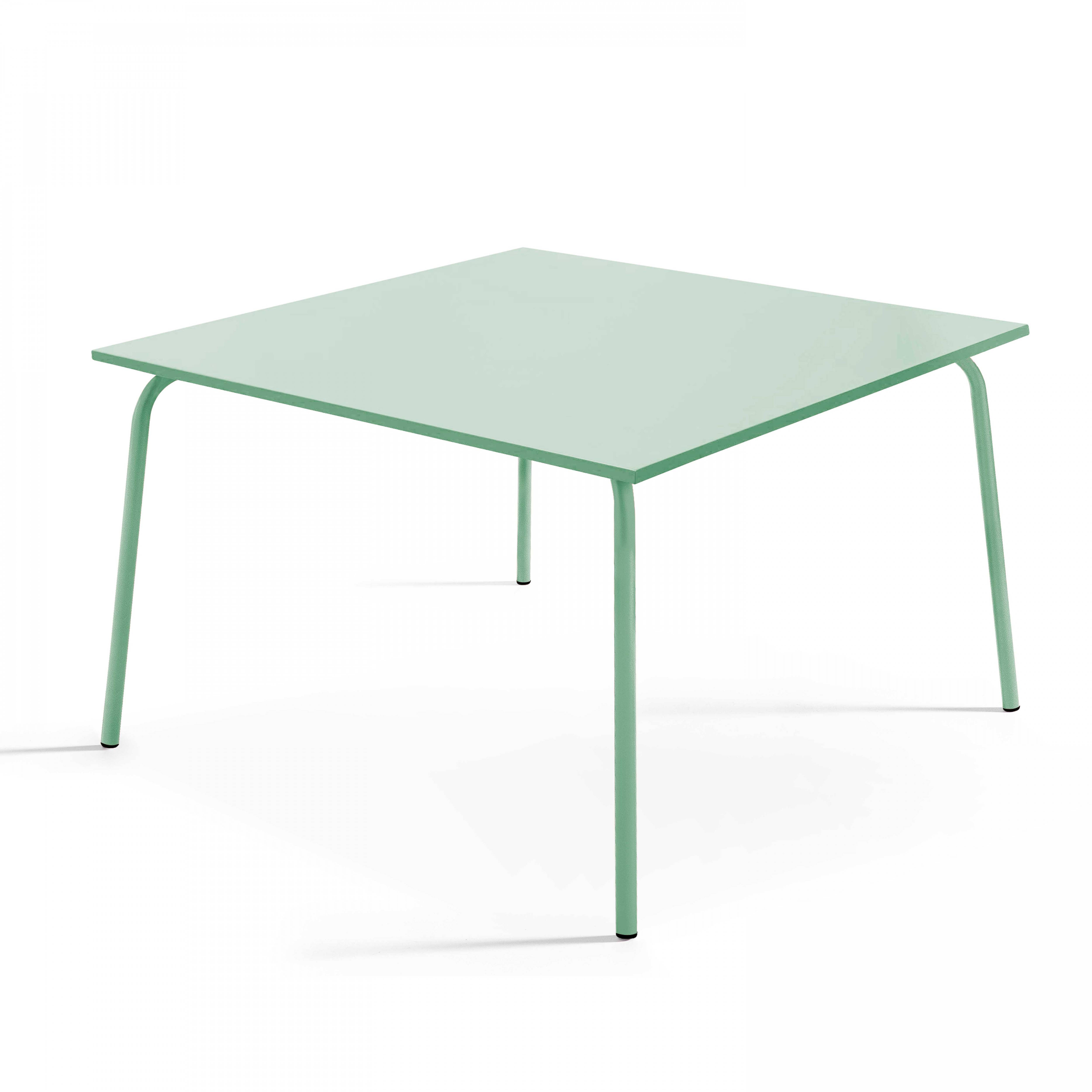 Oviala - Ensemble table de jardin carrée et 8 fauteuils en métal vert sauge Palavas - Oviala - Imagen 5