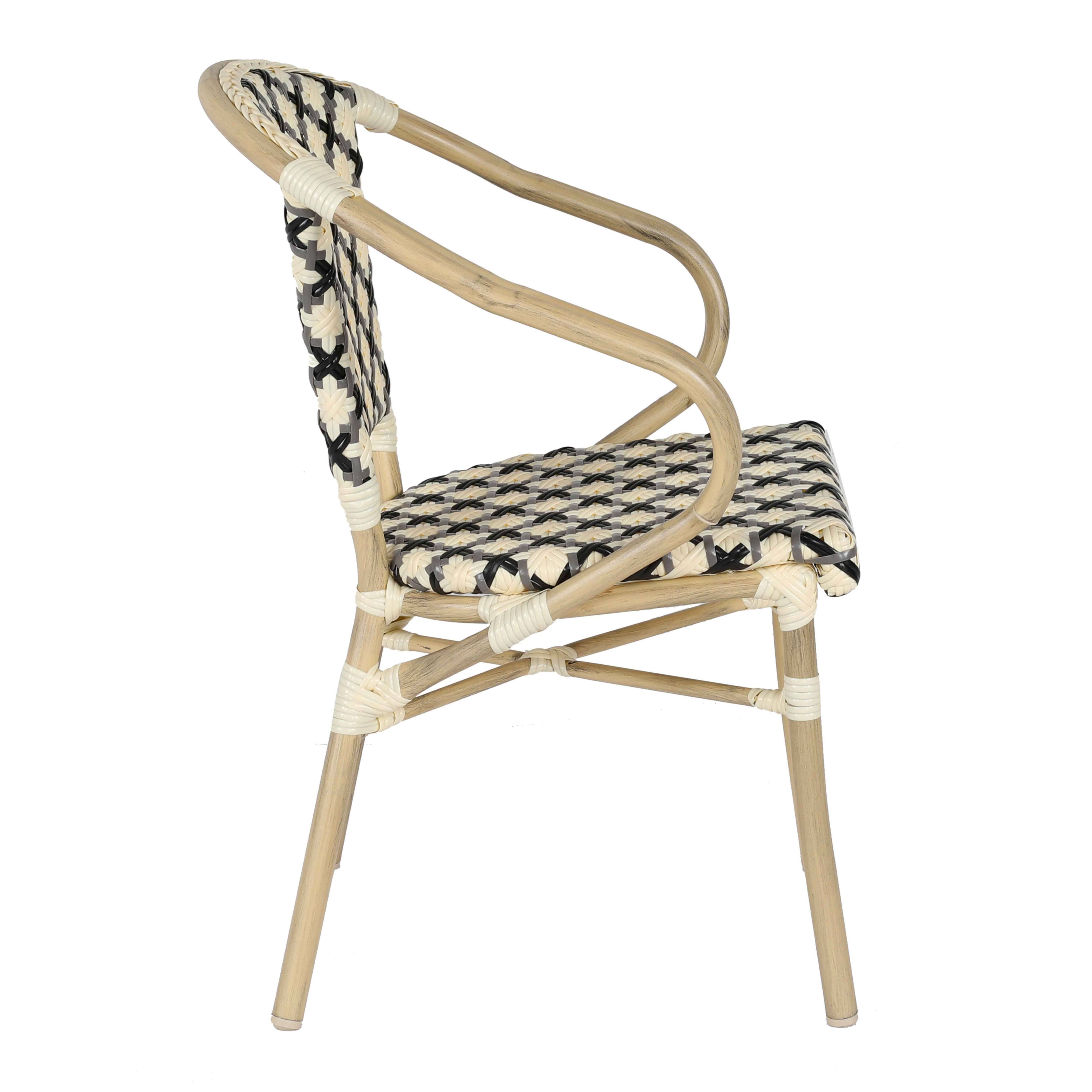 Oviala - Fauteuil de terrasse bistrot parisien en aluminium et rotin noir Madeleine - Oviala - Imagen 3
