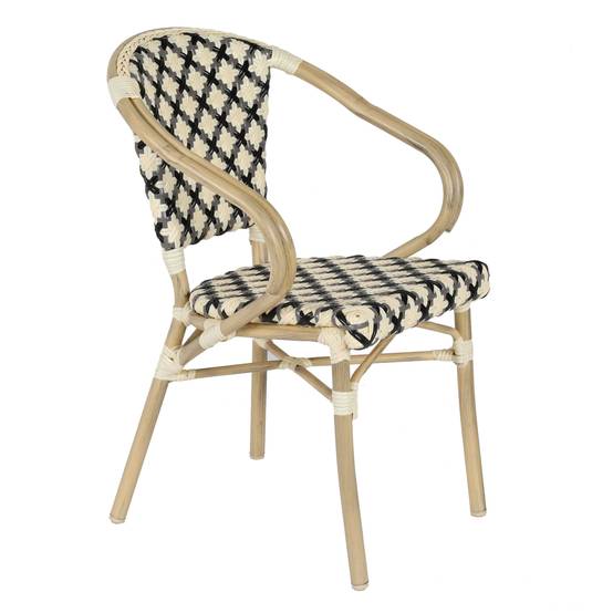 Oviala - Fauteuil de terrasse bistrot parisien en aluminium et rotin noir Madeleine - Oviala - Imagen 1