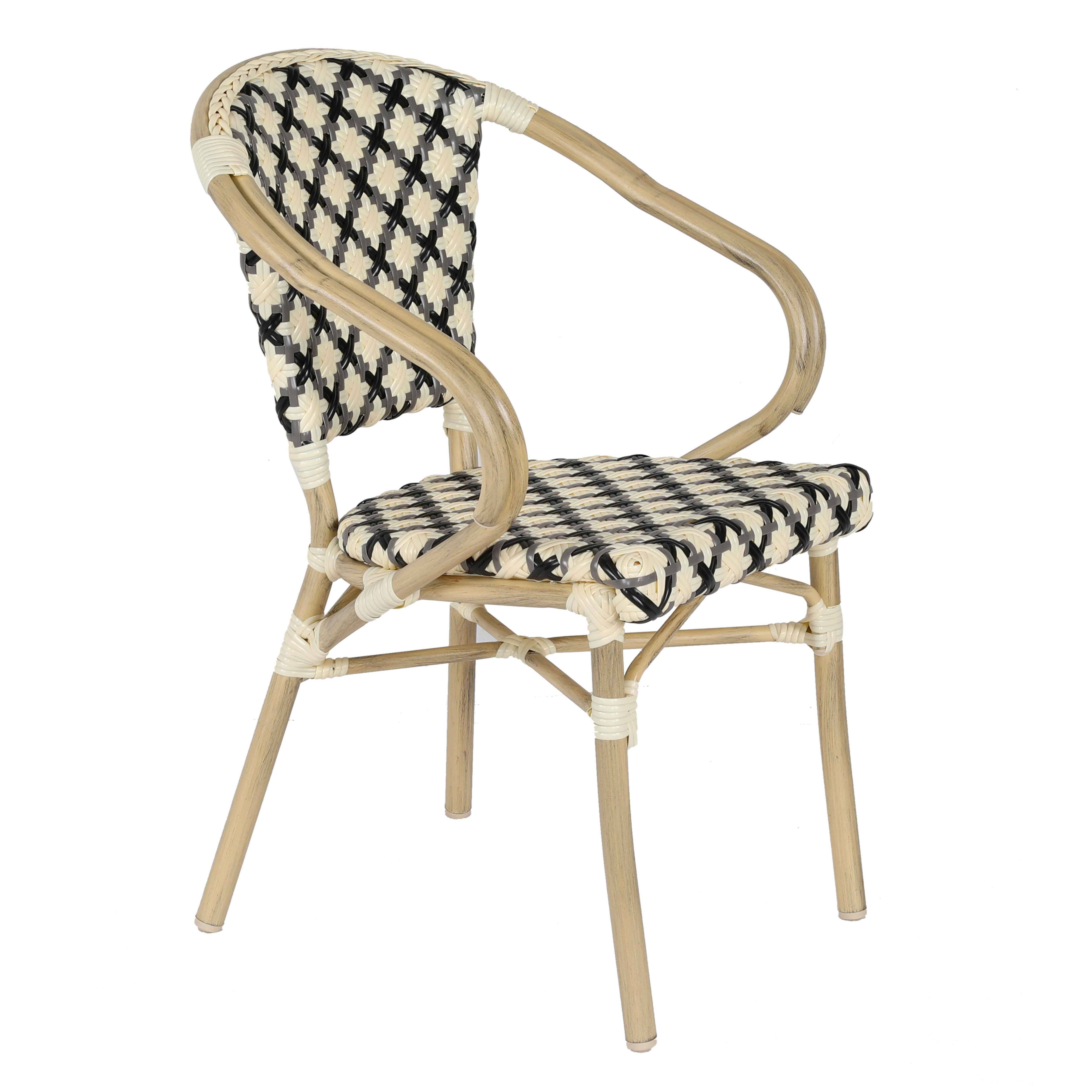 Oviala - Fauteuil de terrasse bistrot parisien en aluminium et rotin noir Madeleine - Oviala - Imagen 1