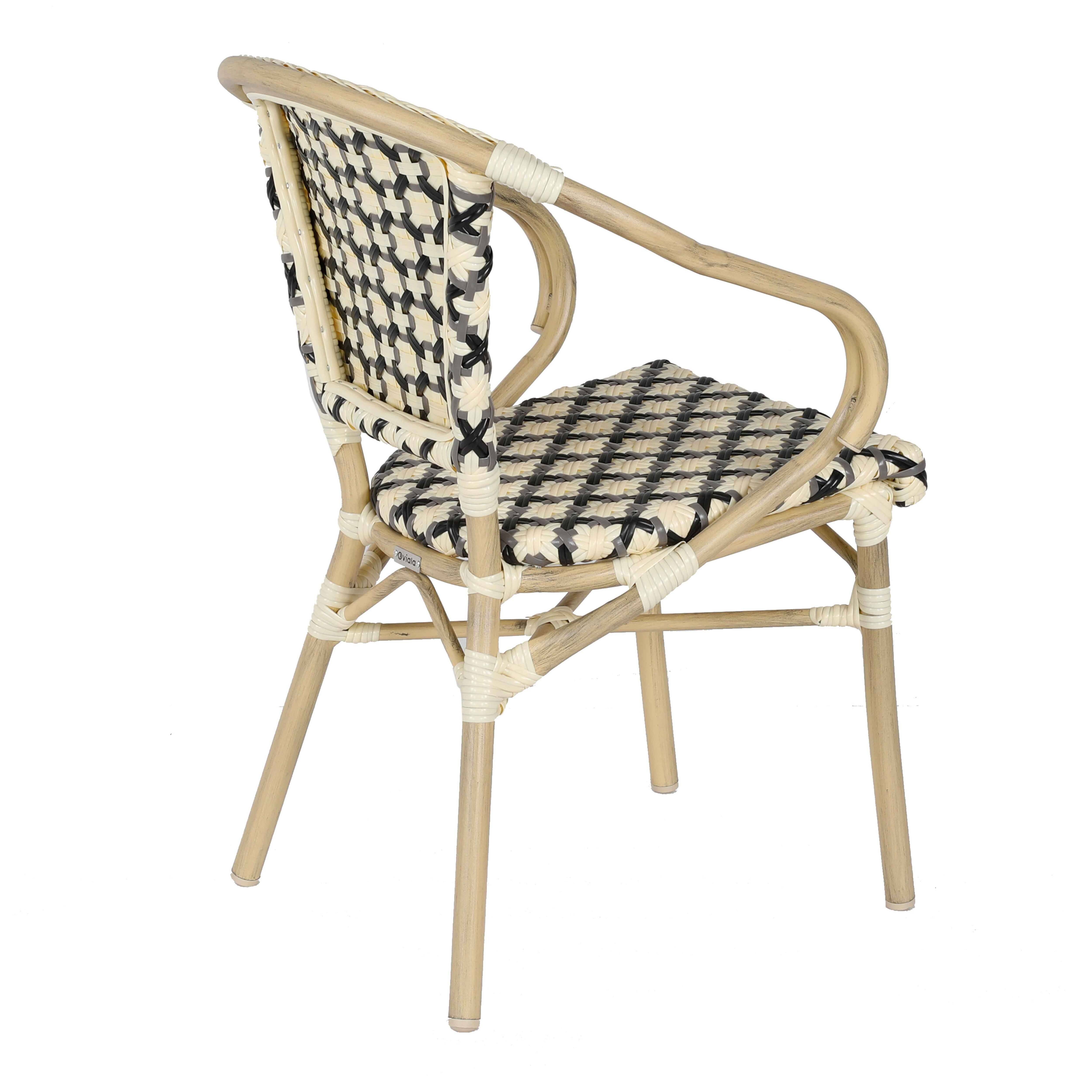 Oviala - Fauteuil de terrasse bistrot parisien en aluminium et rotin noir Madeleine - Oviala - Imagen 4