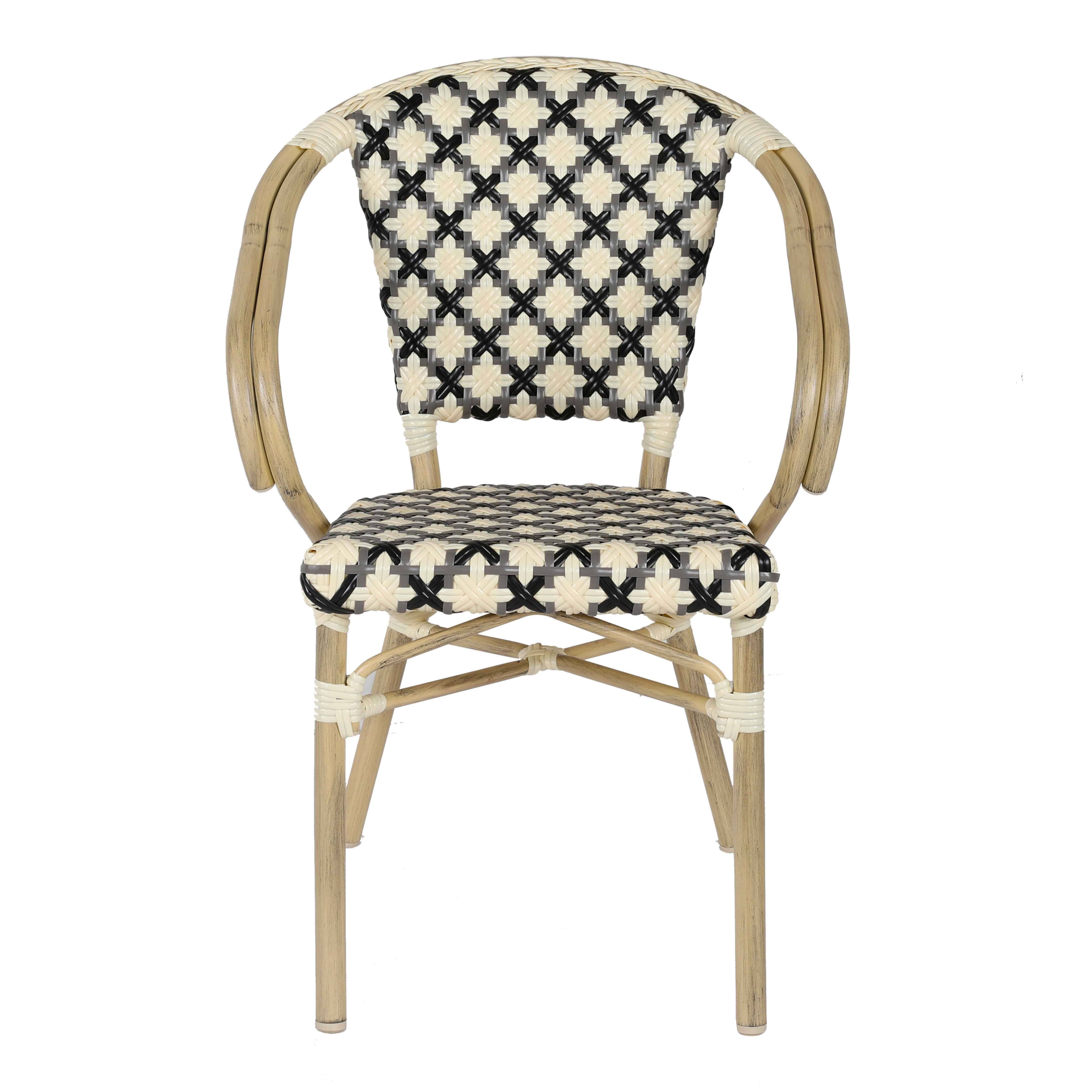 Oviala - Fauteuil de terrasse bistrot parisien en aluminium et rotin noir Madeleine - Oviala - Imagen 5