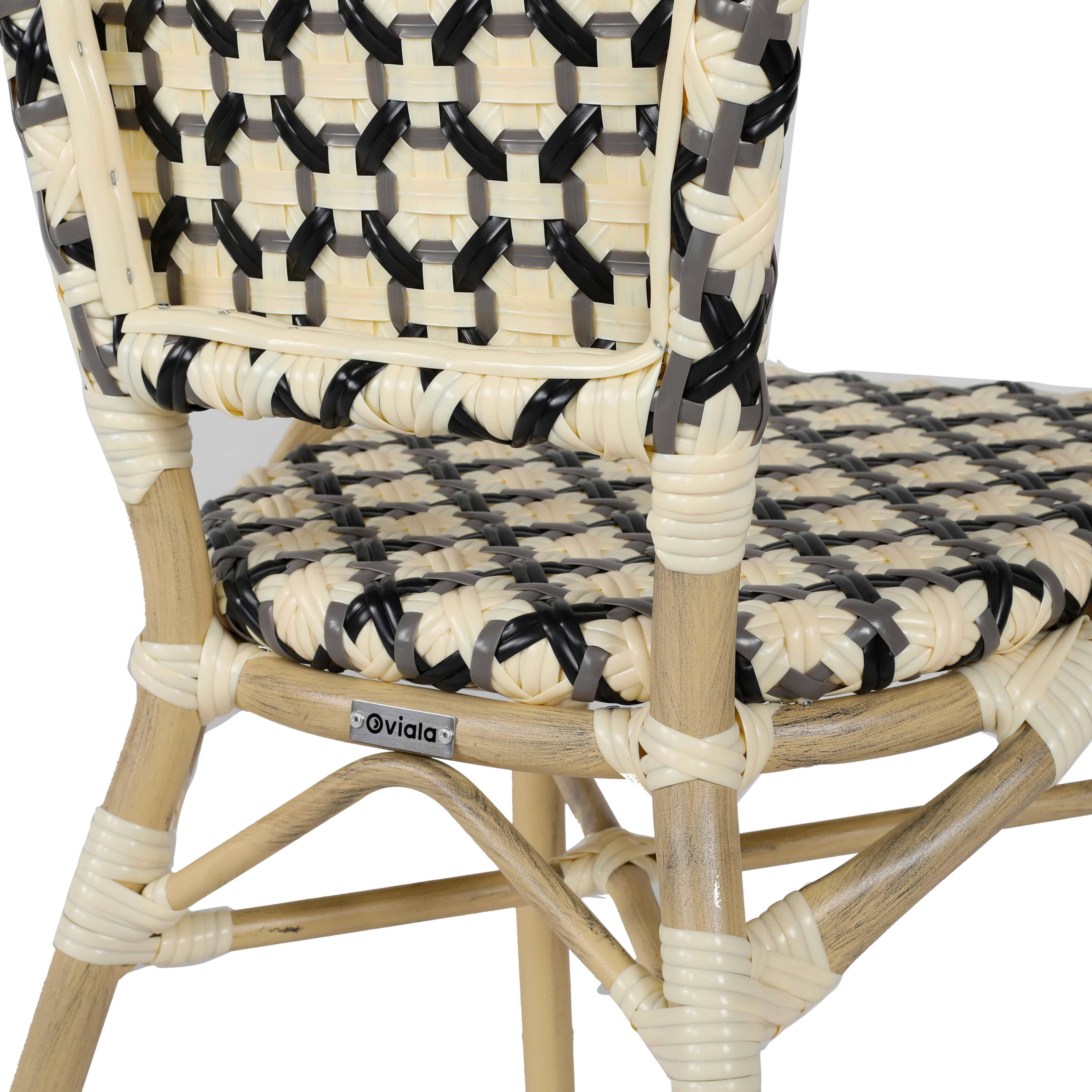 Oviala - Fauteuil de terrasse bistrot parisien en aluminium et rotin noir Madeleine - Oviala - Imagen 6