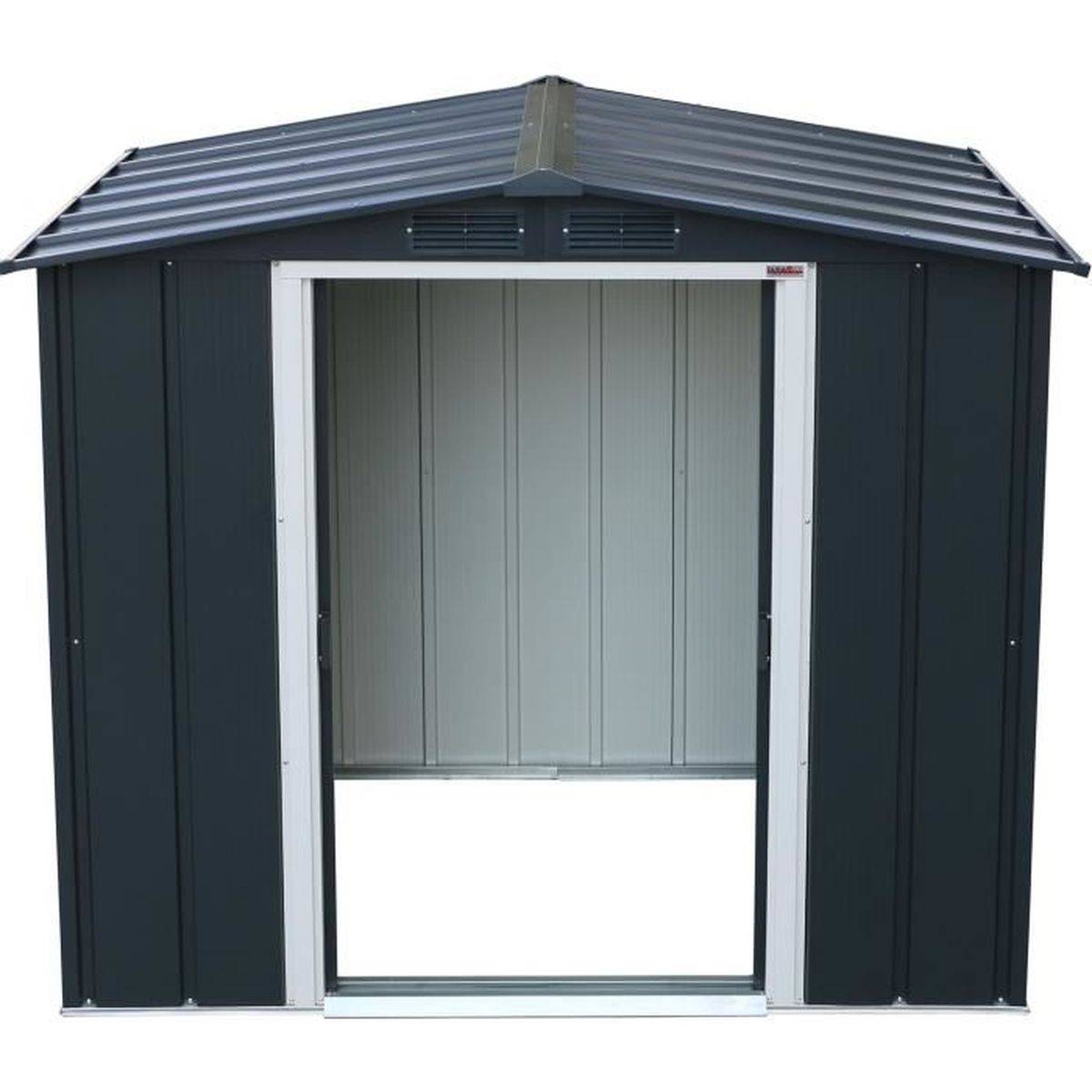 Duramax - Abri de jardin métal Duramax ECO 2,47 m² anthracite, acier galvanisé 0,33 mm, double portes coulissantes - DURAMAX - Image 4