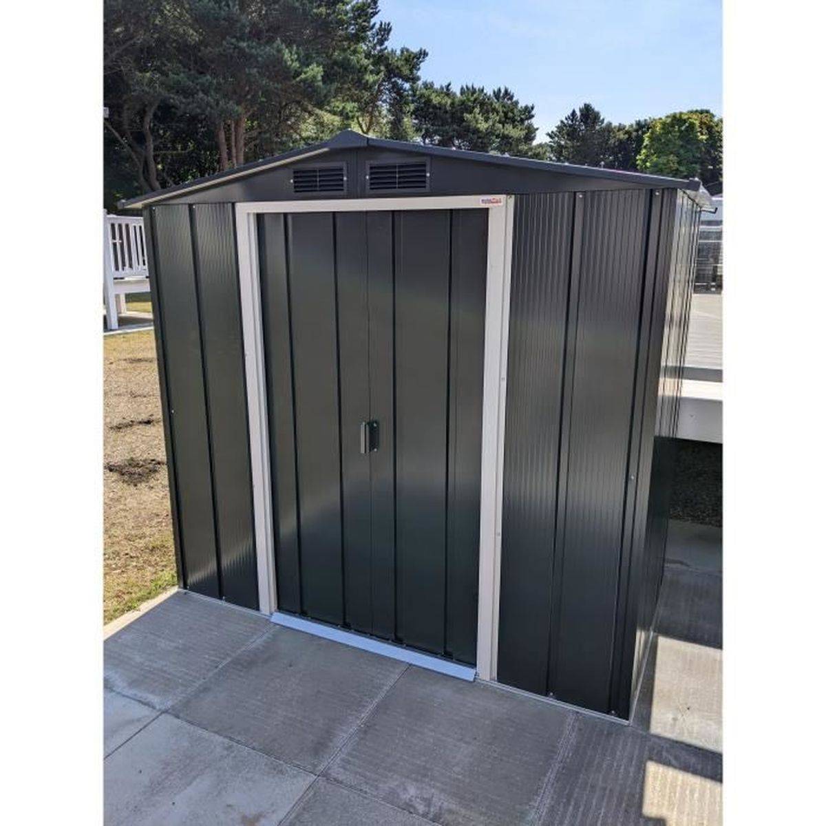Duramax - Abri de jardin métal Duramax ECO 2,47 m² anthracite, acier galvanisé 0,33 mm, double portes coulissantes - DURAMAX - Image 2