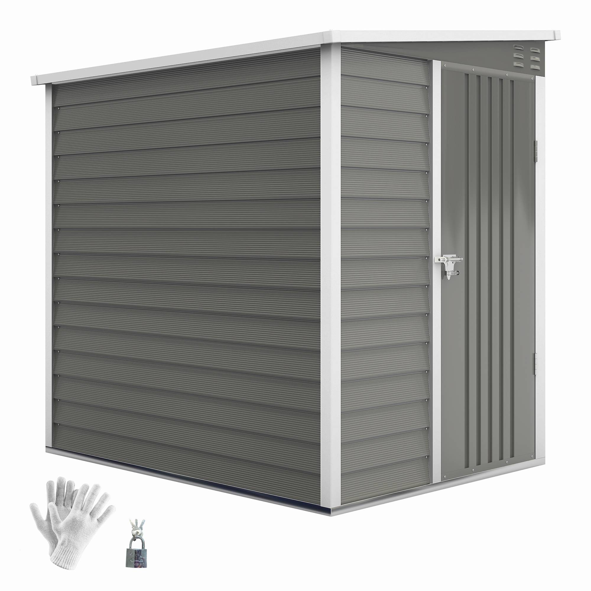 ComfortXL - Abri de jardin adossé acier galvanisé gris 142 x 184 cm porte verrouillable - ComfortXL Outdoor Living