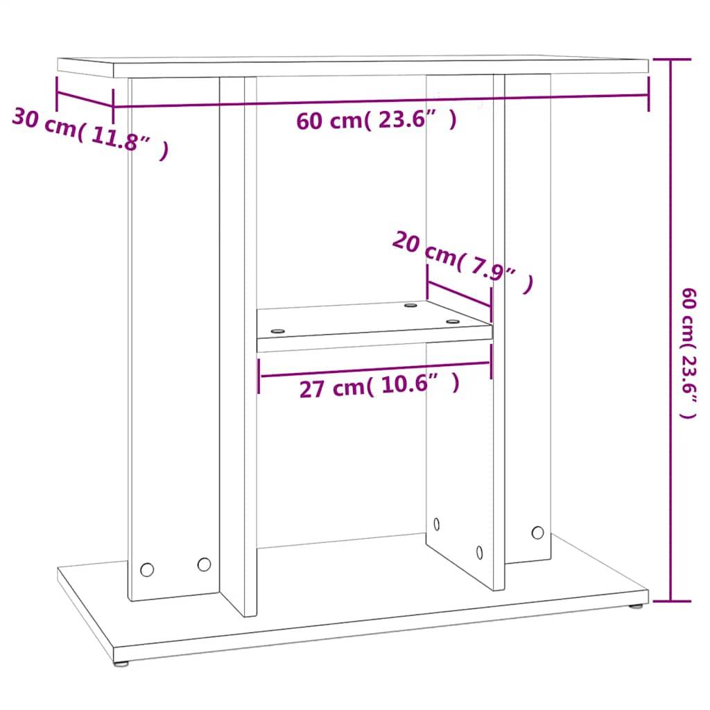 Meuble Aquarium Bois d'Ingénierie Support de Rangement Stable 60x30x60 cm Blanc - ComfortXL Outdoor Living - Image 9