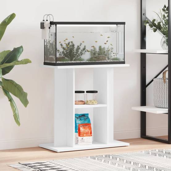 Meuble Aquarium Bois d'Ingénierie Support de Rangement Stable 60x30x60 cm Blanc - ComfortXL Outdoor Living - Image 1