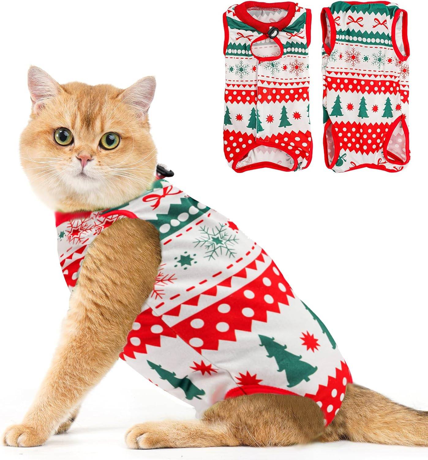 Combinaison de Récupération pour Chat Anti Léchage Peau -Noël M