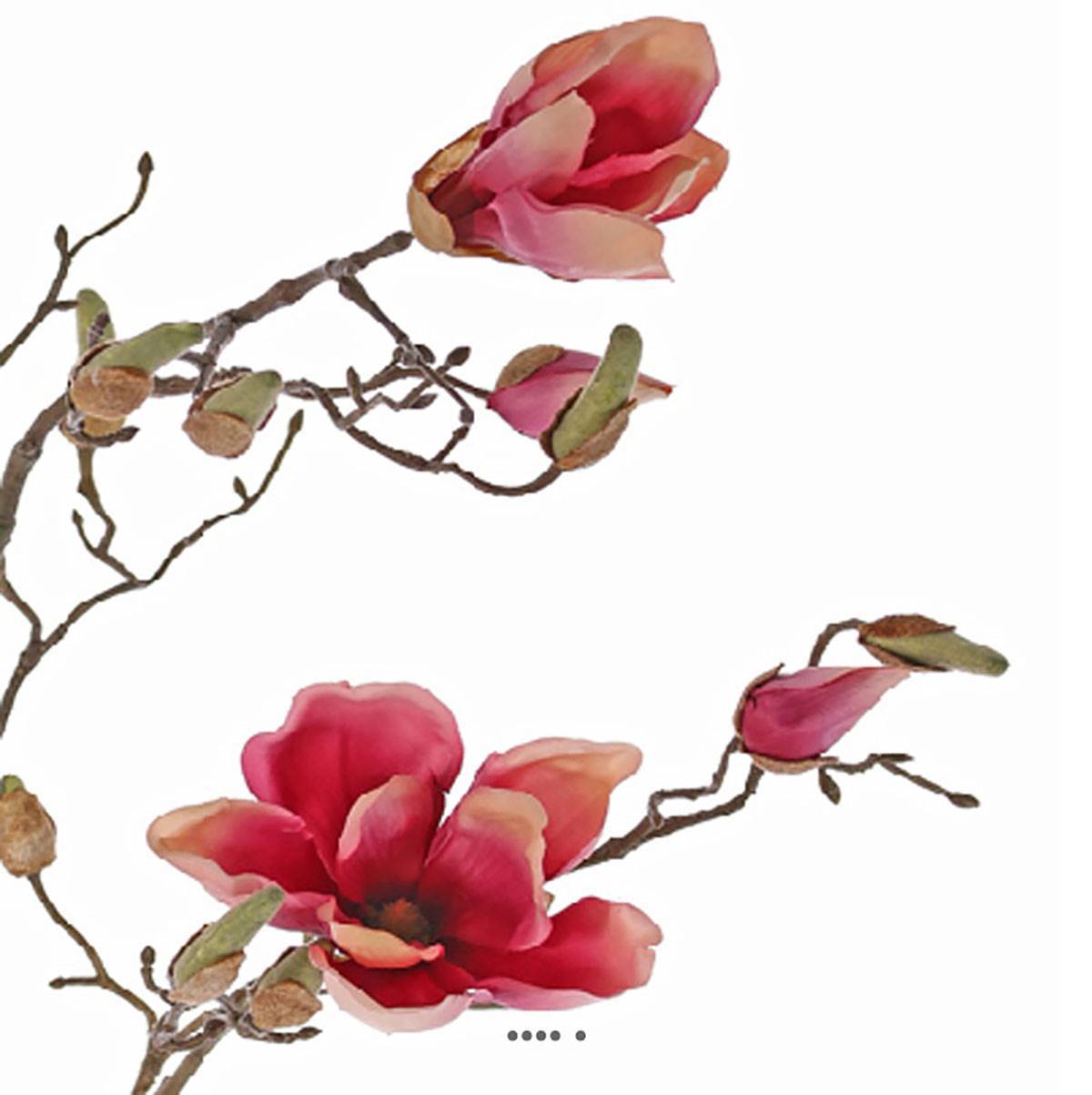 Branche de magnolia artificiel 4 fleurs 22 boutons H 107 cm Rose fushia - couleur: Rose fushia 730 - Image 3