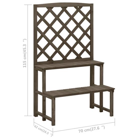 Support de plantes avec treillis bois de sapin gris 70 x 42 x 115 cm - PANGIVO - Image 6