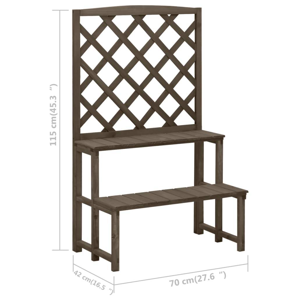 Support de plantes avec treillis bois de sapin gris 70 x 42 x 115 cm - PANGIVO - Image 6