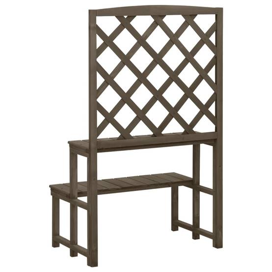 Support de plantes avec treillis bois de sapin gris 70 x 42 x 115 cm - PANGIVO - Image 4