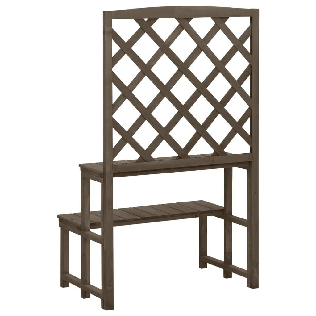 Support de plantes avec treillis bois de sapin gris 70 x 42 x 115 cm - PANGIVO - Image 4