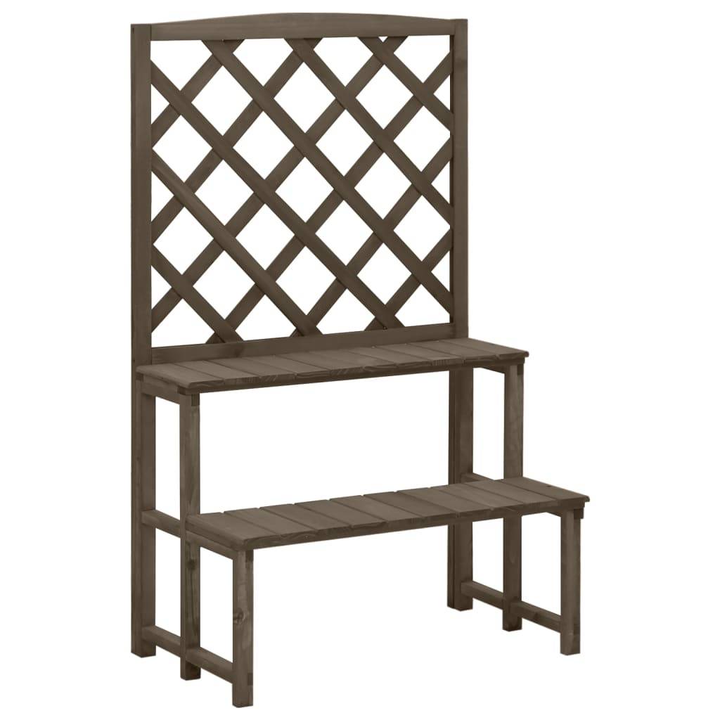 Support de plantes avec treillis bois de sapin gris 70 x 42 x 115 cm - PANGIVO - Image 1