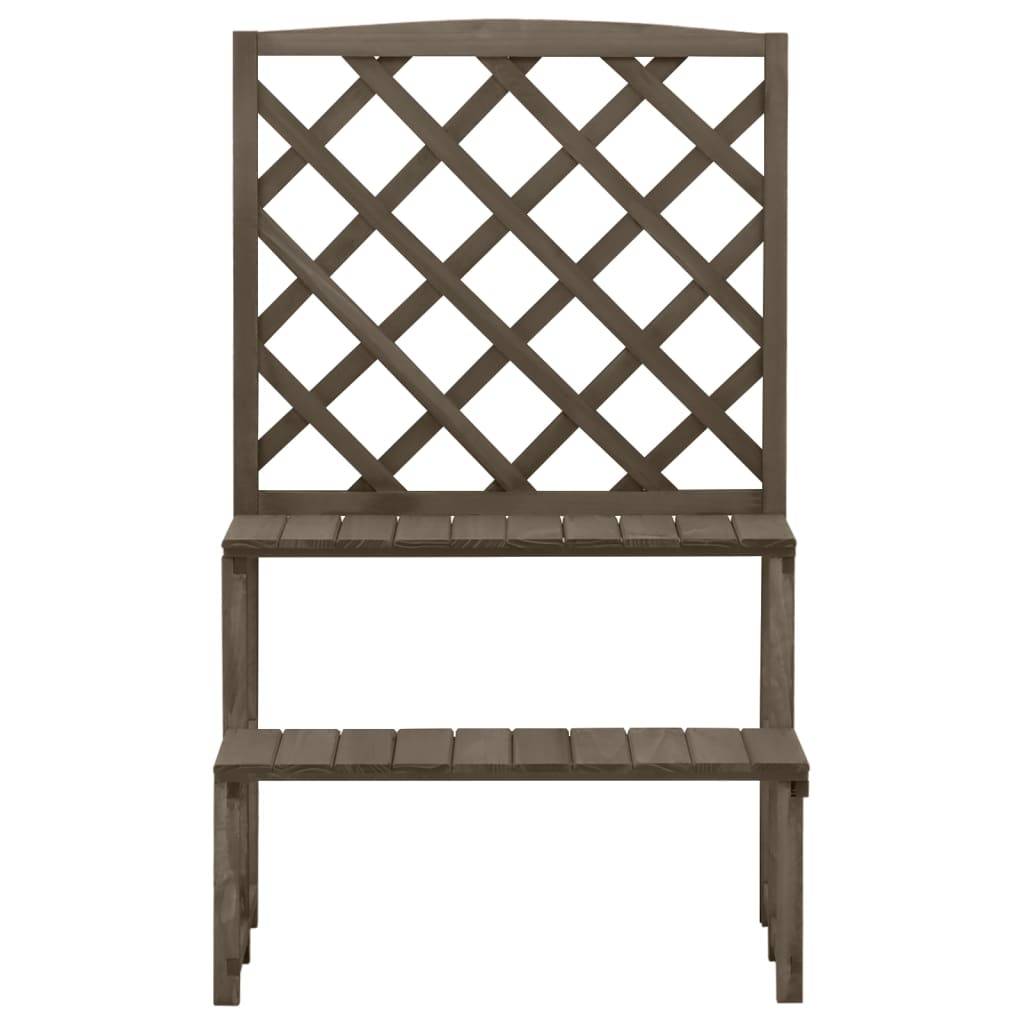 Support de plantes avec treillis bois de sapin gris 70 x 42 x 115 cm - PANGIVO - Image 2