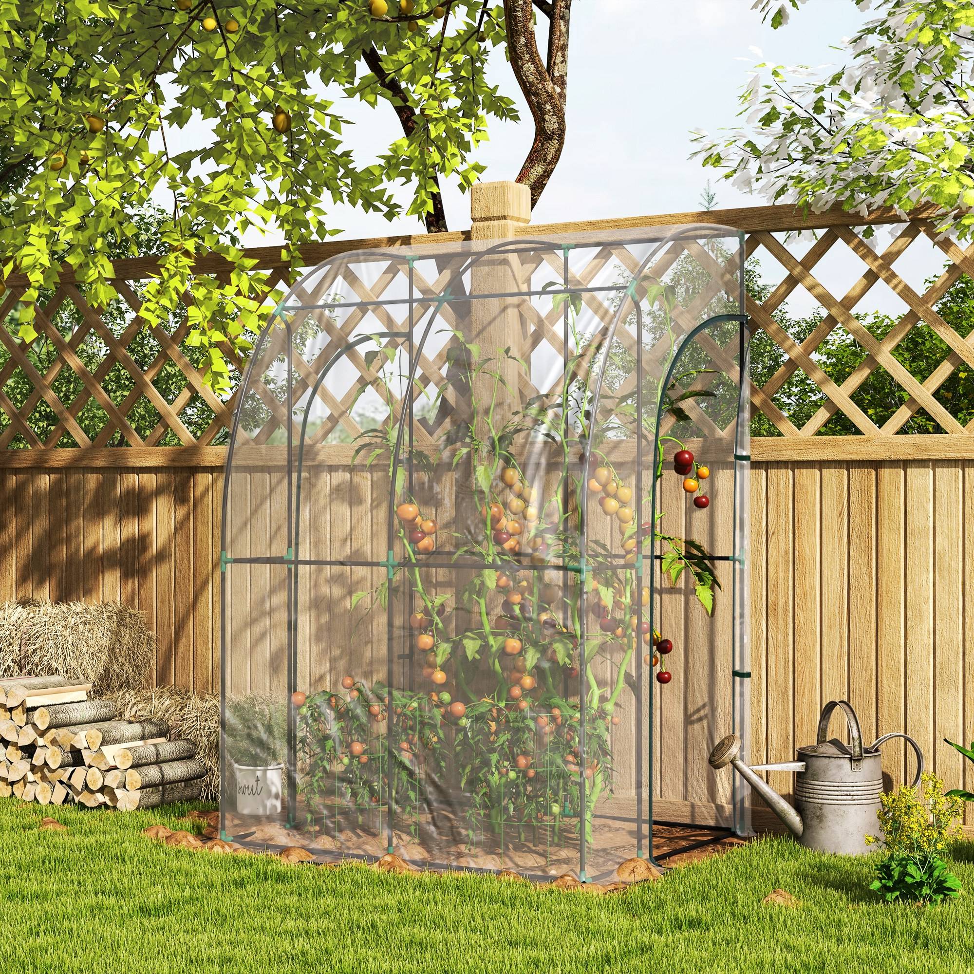 Serre adossée transparente en acier PVC, 2 portes zippées enroulables pour jardin et balcon - Image 3