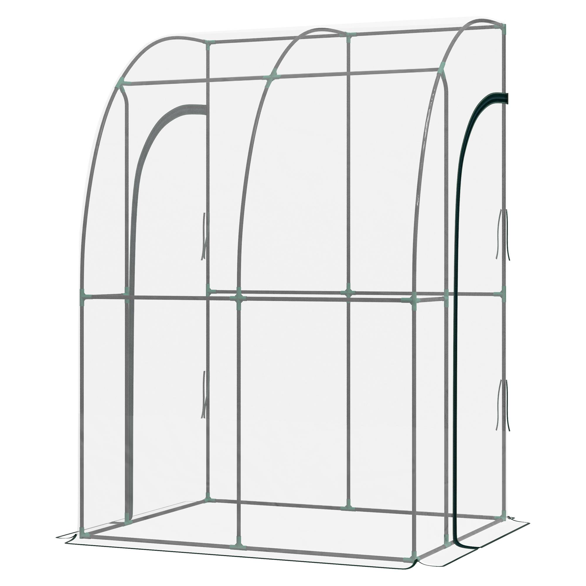 Serre adossée transparente en acier PVC, 2 portes zippées enroulables pour jardin et balcon - Image 2