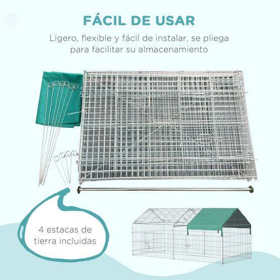 Grand Enclos Extérieur Métal Pour Lapins Poules Avec Toit 220x103x103cm Argent - ComfortXL Outdoor Living - Image 9