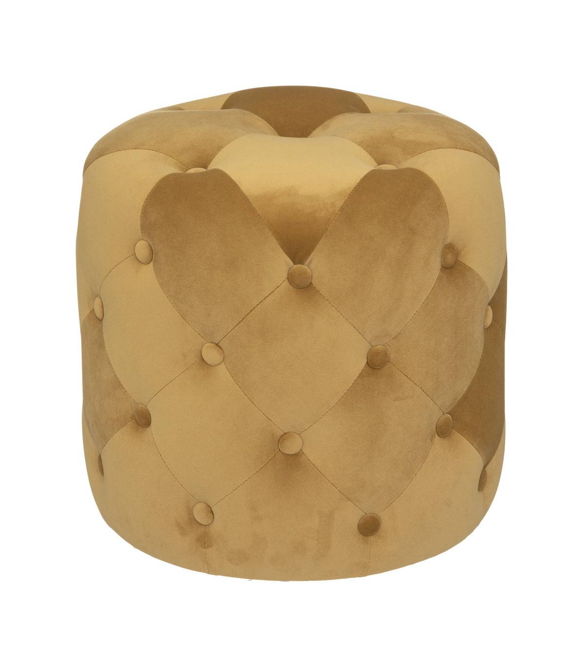 Pouf en Velours Capitonné Jaune Ocre 38 x 38 cm - Imagen 1