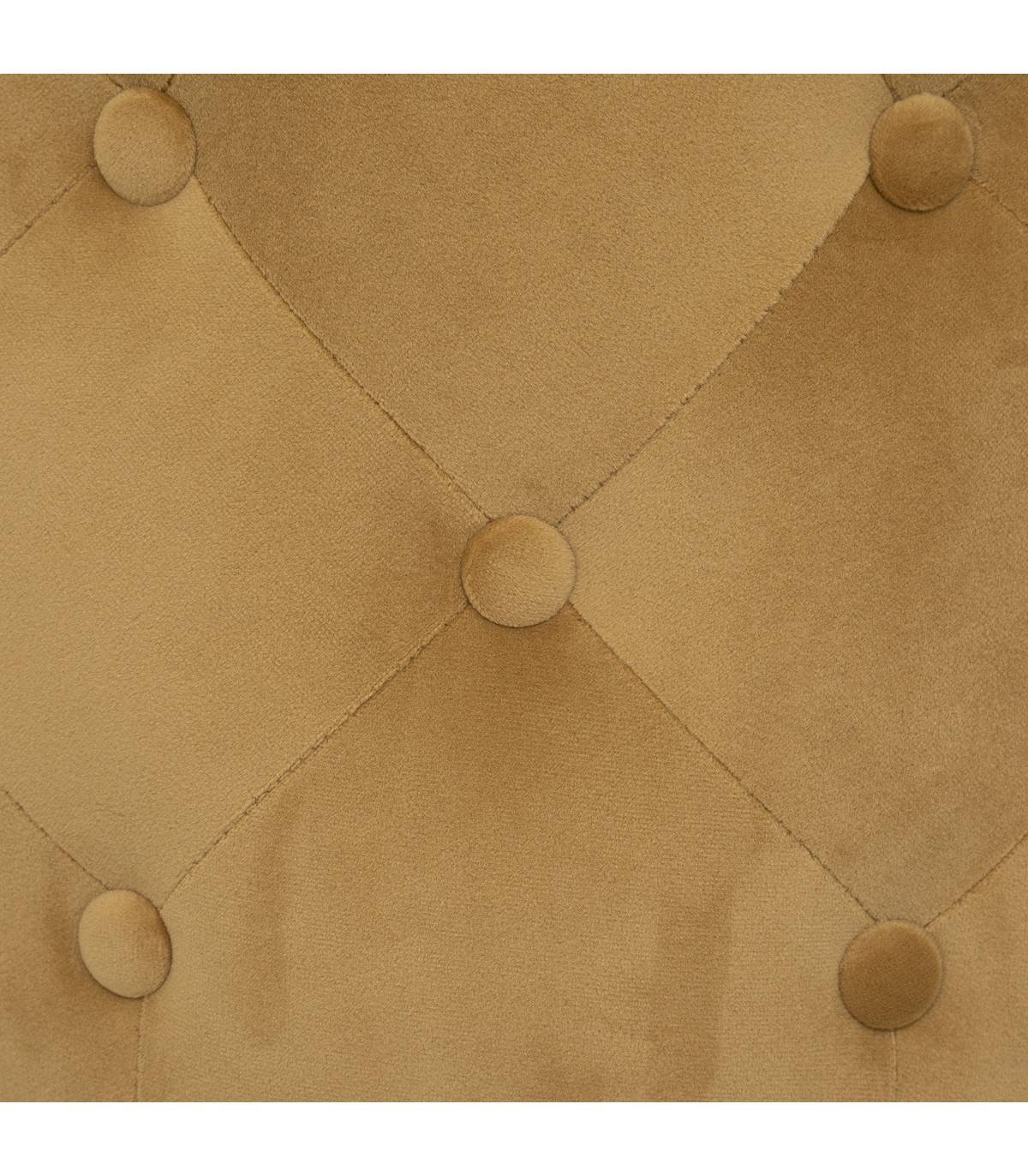 Pouf en Velours Capitonné Jaune Ocre 38 x 38 cm - Imagen 2