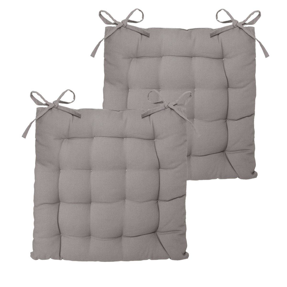 Lot de 2 Galettes de chaise en Coton Gris 38 x 38 cm - Imagen 1