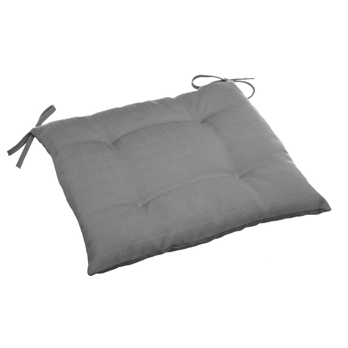 Hesperide - Galette de chaise carrée 4 points "Korai" ardoise 40x40x4cm en polyester Hespéride