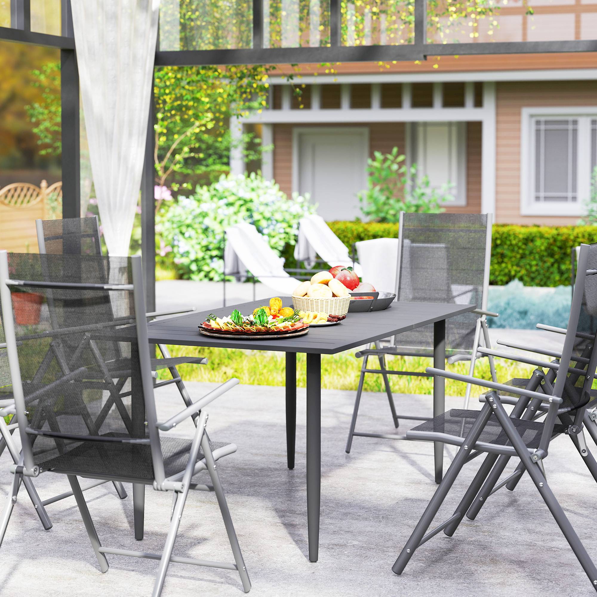 PANGIVO - Table de jardin acier noir 150 x 90 x 73 cm - PANGIVO - Image 10
