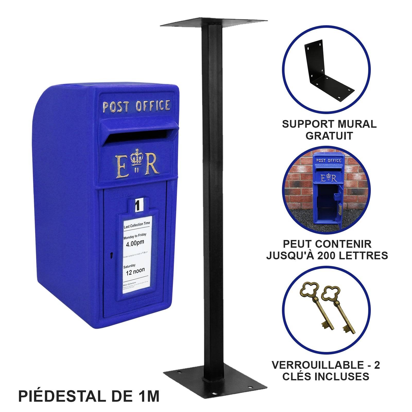 Monstershop - Boîte aux Lettres Bleue avec Support - Imagen 2