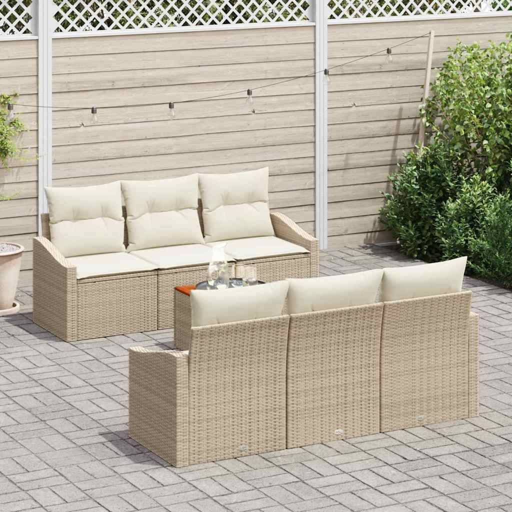 ComfortXL - Salon d'extérieur 6 places en résine tressée avec table de jardin Beige – ComfortXL Outdoor Living - Image 3