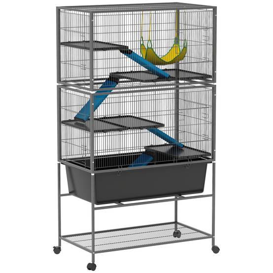 Cage pour petits animaux acier gris foncé 88 x 48 x 150.5 cm - PANGIVO - Image 1