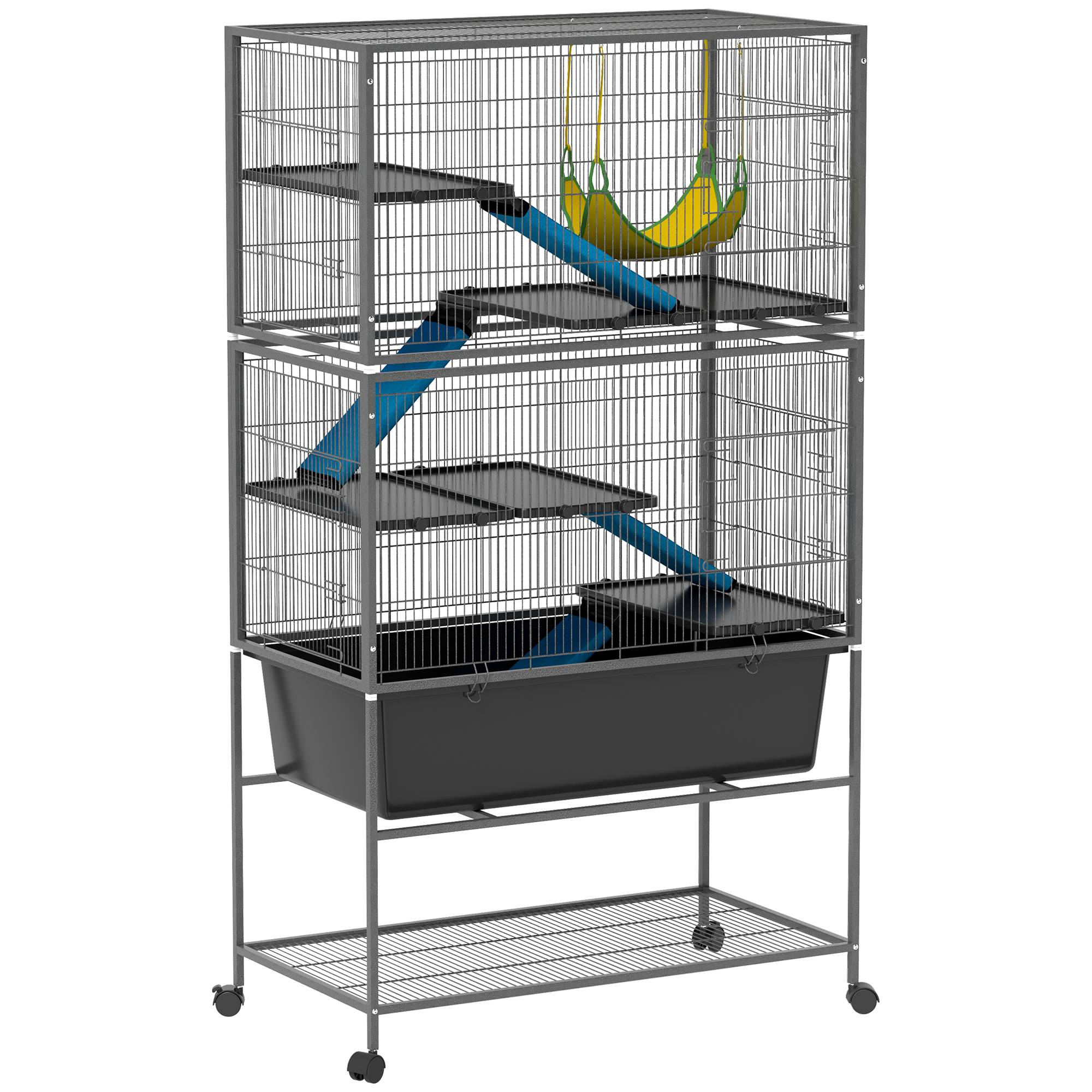Cage pour petits animaux acier gris foncé 88 x 48 x 150.5 cm - PANGIVO - Image 1