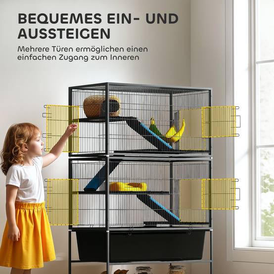 Cage pour petits animaux acier gris foncé 88 x 48 x 150.5 cm - PANGIVO - Image 8