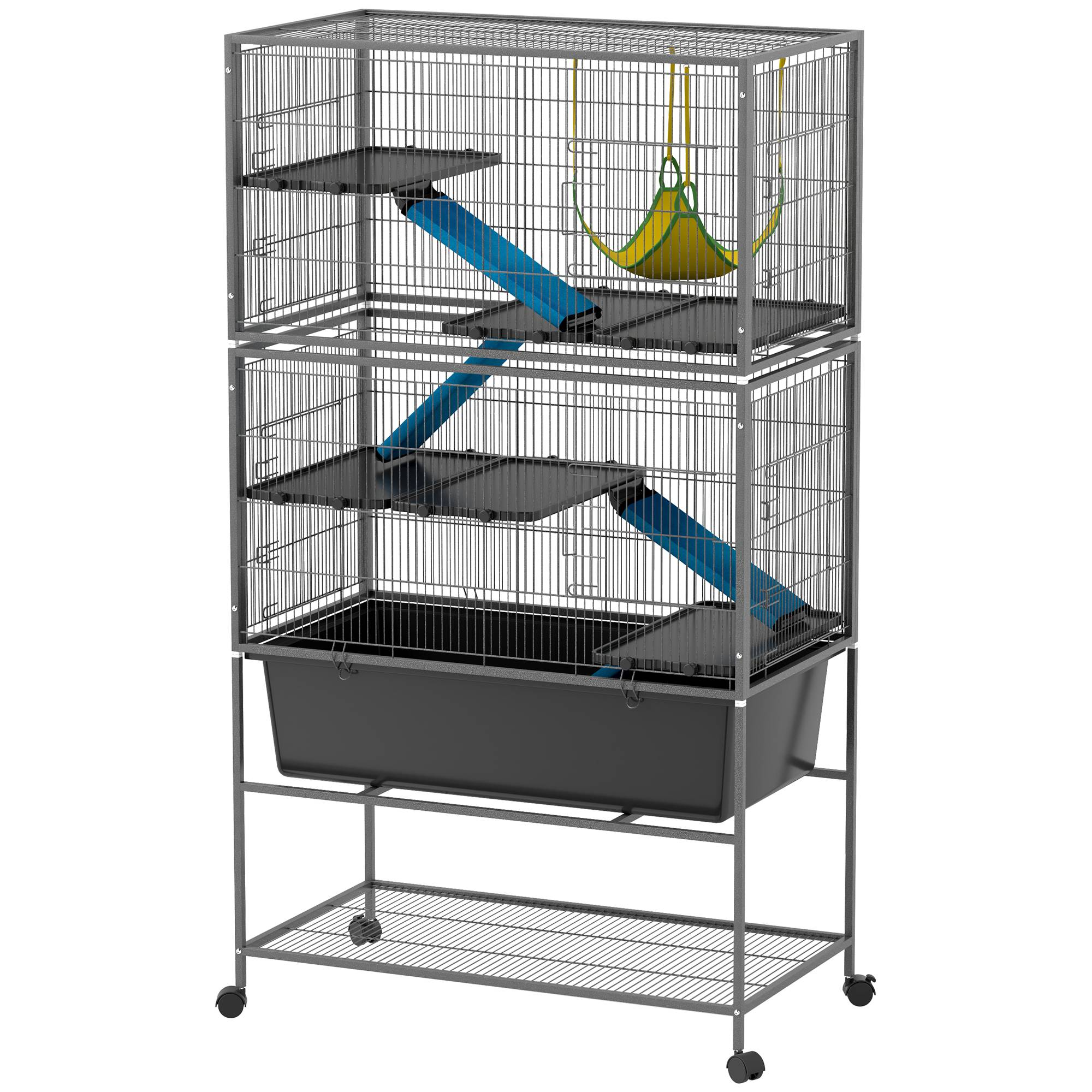 Cage pour petits animaux acier gris foncé 88 x 48 x 150.5 cm - PANGIVO - Image 2